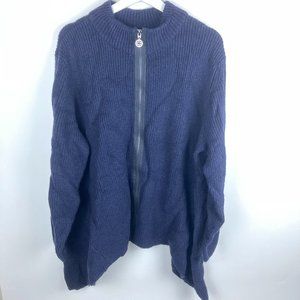 Linea by Louis Dell'Olio Mock Neck Swing Cardigan Navy Blue 2X